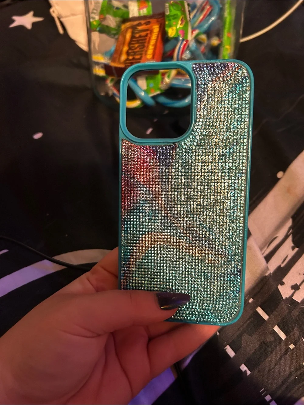 Sparkling Blue Rhinestone Phone Case - Blue for IPhone 14 Plus